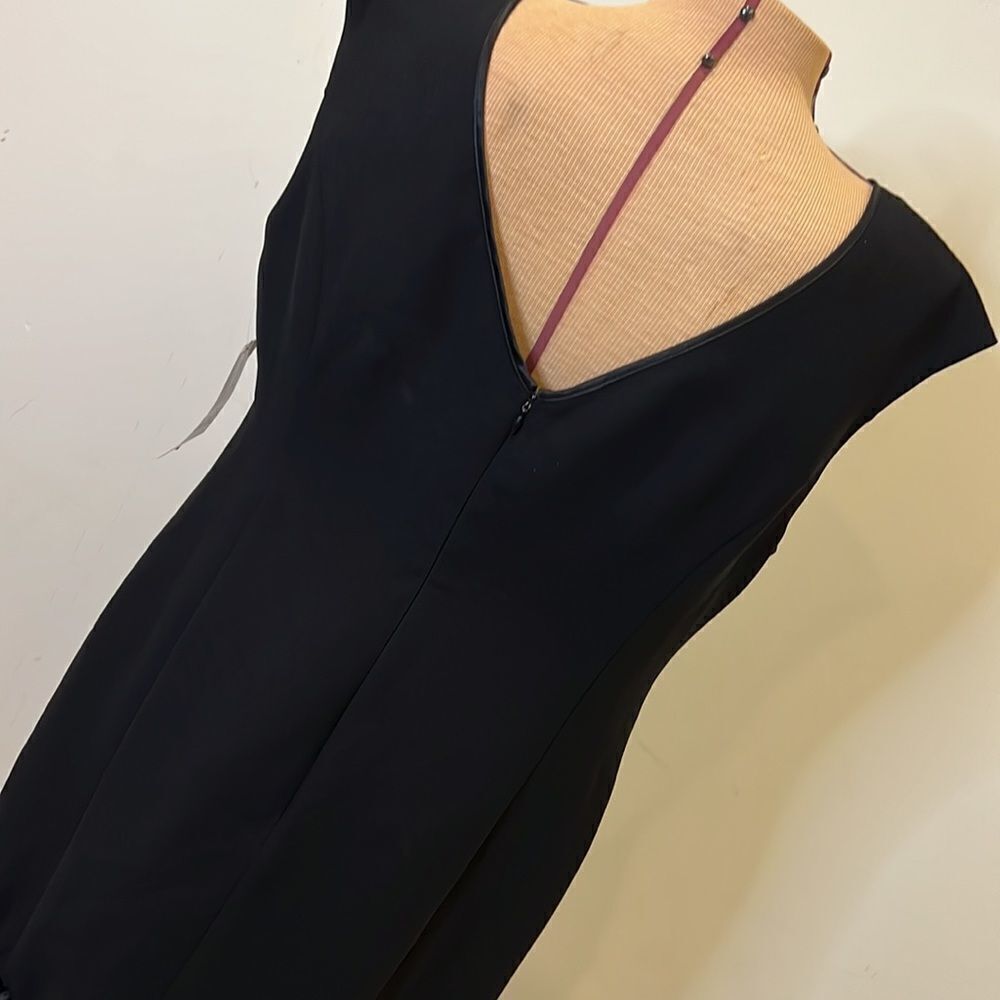 NWT Evan Picone Black Sheath Sleeves Dress with Ruffle Hem - Size 12 - Picture 10 of 14